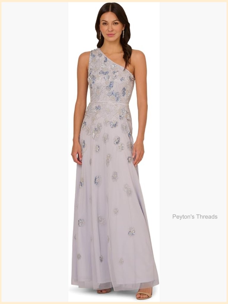Stunning Beaded Mesh Long Evening Gown